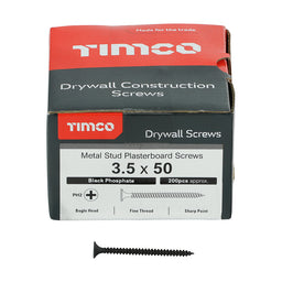TIMCO Drywall Fine Thread Bugle Head Black Screws - 3.5 x 50 (200pcs)