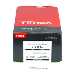 TIMCO Drywall Self-Drilling Bugle Head Silver Screws - 3.5 x 50 (1000pcs)