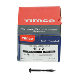 TIMCO Twin-Threaded Round Head Black Woodscrews - 10 x 2 (200pcs)