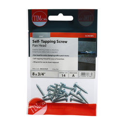 TIMCO Self-Tapping Pan Head Silver Screws - 8 x 3/4 (14pcs)