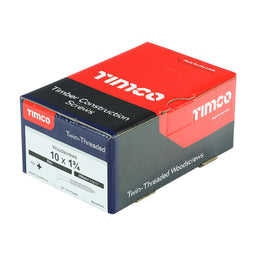 TIMCO Twin-Threaded Countersunk Silver Woodscrews - 10 x 1 3/4 (200pcs)