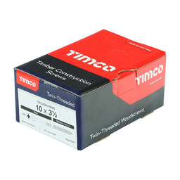 TIMCO Twin-Threaded Countersunk Silver Woodscrews - 10 x 3 1/2 (100pcs)