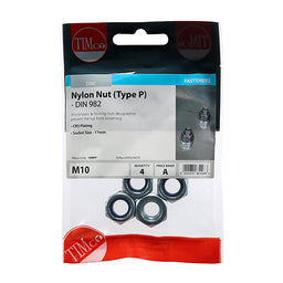 TIMCO Nylon Insert Nuts Type P DIN982 Silver - M10 (4pcs)