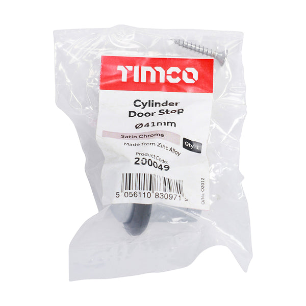 TIMCO Cylinder Door Stop Satin Chrome - 41mm