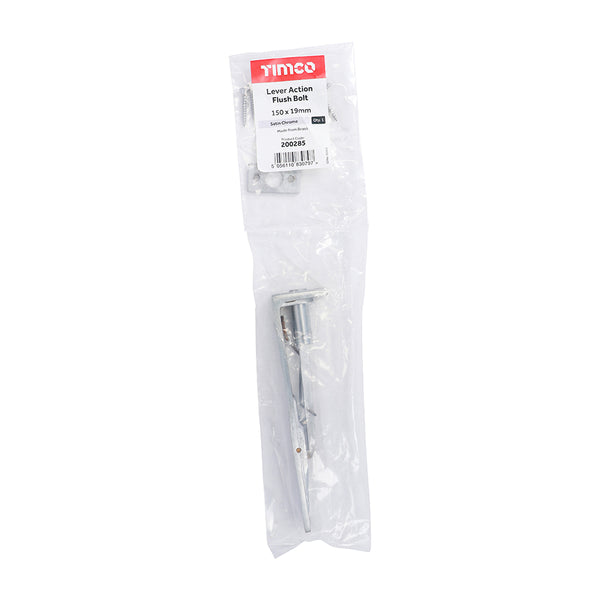 TIMCO Lever Action Flush Bolt Satin Chrome - 150 x 19mm