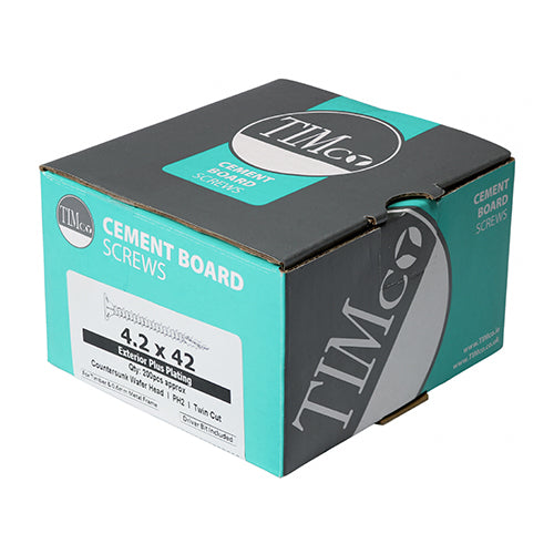 TIMCO Twin-Cut Cement Board Countersunk Exterior Silver Screws - 4.2 x 32 (200pcs)