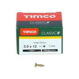 TIMCO Classic Multi-Purpose Reduced Head Countersunk Gold Piano Hinge Woodscrews - 3.0 x 12 (200pcs)