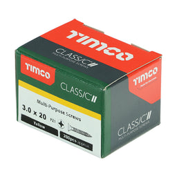 TIMCO Classic Multi-Purpose Countersunk Gold Woodscrews - 3.0 x 20 (200pcs)