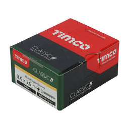 TIMCO Classic Multi-Purpose Countersunk Gold Woodscrews - 3.0 x 25 (200pcs)