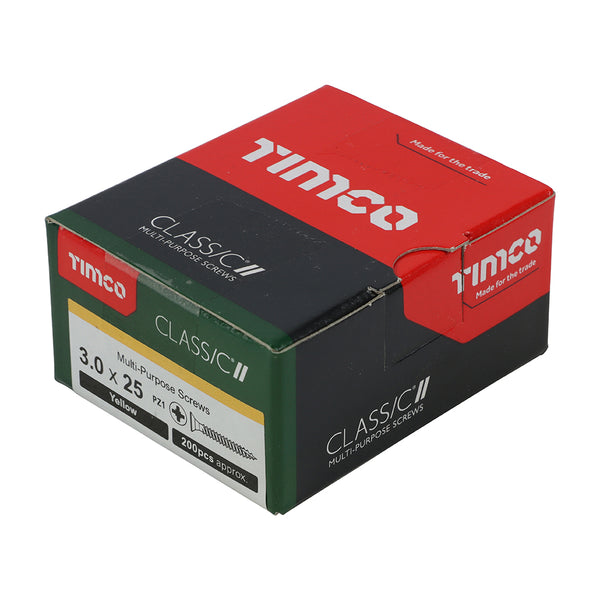 TIMCO Classic Multi-Purpose Countersunk Gold Woodscrews - 3.0 x 25 (200pcs)