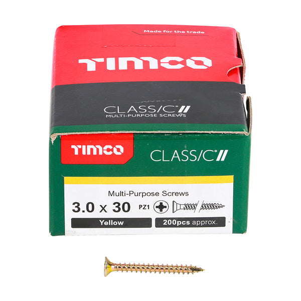 TIMCO Classic Multi-Purpose Countersunk Gold Woodscrews - 3.0 x 30 (200pcs)