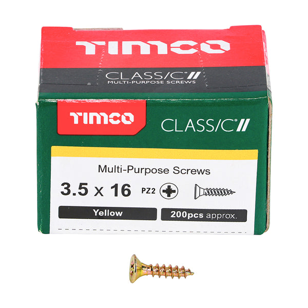 TIMCO Classic Multi-Purpose Countersunk Gold Woodscrews - 3.5 x 16 (200pcs)