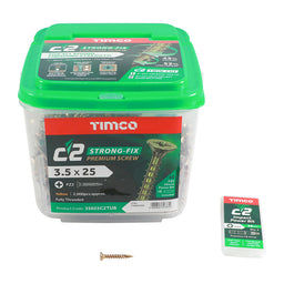 TIMCO C2 Strong-Fix Multi-Purpose Premium Countersunk Gold Woodscrews - 3.5 x 25 (2000pcs)