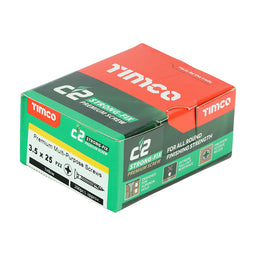 TIMCO C2 Strong-Fix Multi-Purpose Premium Countersunk Gold Woodscrews - 3.5 x 25 (200pcs)