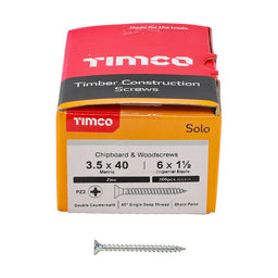 TIMCO Solo Countersunk Silver Woodscrews - 3.5 x 40 (200pcs)