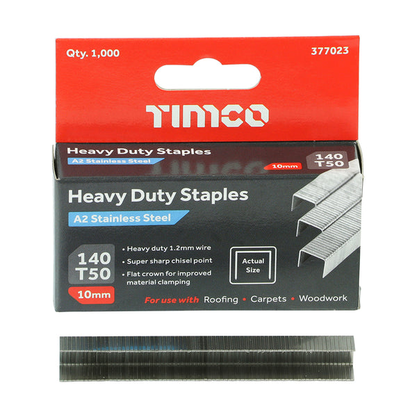 TIMCO Heavy Duty Chisel Point A2 Stainless Steel Staples  - 10mm (1000pcs)