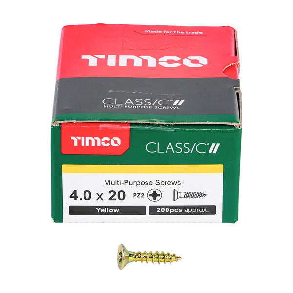 TIMCO Classic Multi-Purpose Countersunk Gold Woodscrews - 4.0 x 20 (200pcs)