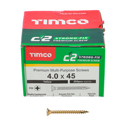 TIMCO C2 Strong-Fix Multi-Purpose Premium Countersunk Gold Woodscrews - 4.0 x 45 (200pcs)