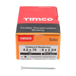 TIMCO Solo Countersunk Silver Woodscrews - 4.0 x 70 (200pcs)