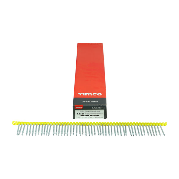 TIMCO Collated Self-Drilling Wing-Tip Steel to Timber Light Section Silver Screws  - 4.8 x 65 (500pcs)