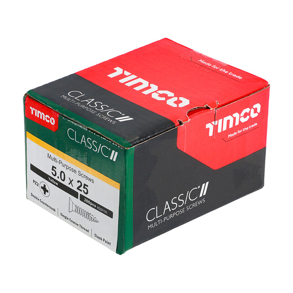 TIMCO Classic Multi-Purpose Countersunk Gold Woodscrews - 5.0 x 25 (200pcs)