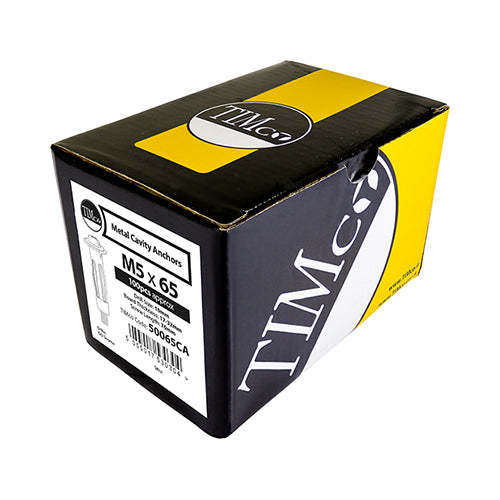 TIMCO Metal Cavity Anchors Silver - M5 x 52 (60mm Screw) (100pcs)