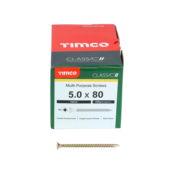 TIMCO Classic Multi-Purpose Countersunk Gold Woodscrews - 5.0 x 80 (200pcs)