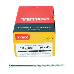 TIMCO Solo Countersunk Silver Woodscrews - 5.0 x 120 (100pcs)