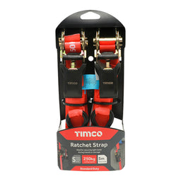 TIMCO S Hook Ratchet Straps Standard Duty - 5m x 25mm (2pcs)