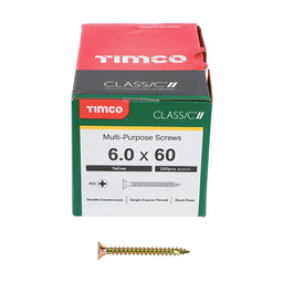 TIMCO Classic Multi-Purpose Countersunk Gold Woodscrews - 6.0 x 60 (200pcs)