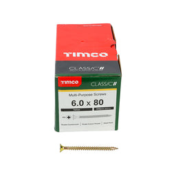 TIMCO Classic Multi-Purpose Countersunk Gold Woodscrews - 6.0 x 80 (200pcs)