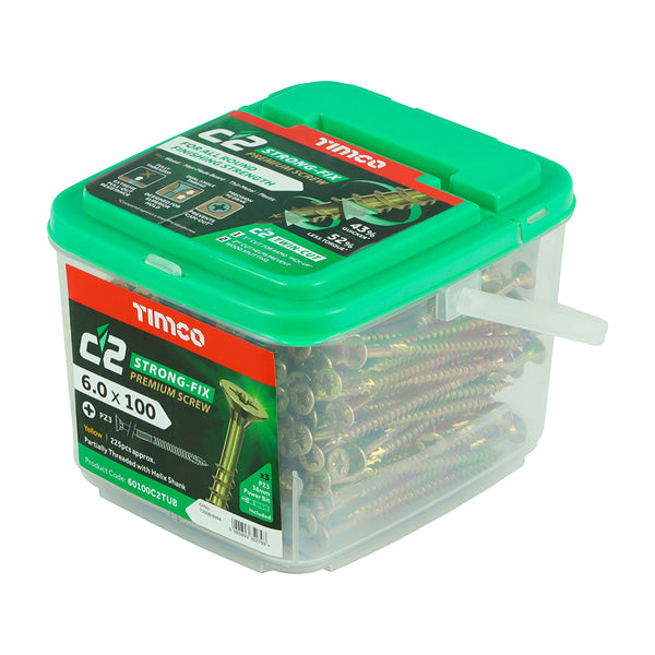 TIMCO C2 Strong-Fix Multi-Purpose Premium Countersunk Gold Woodscrews - 6.0 x 100 (225pcs)