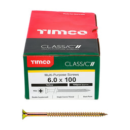 TIMCO Classic Multi-Purpose Countersunk Gold Woodscrews - 6.0 x 100 (100pcs)
