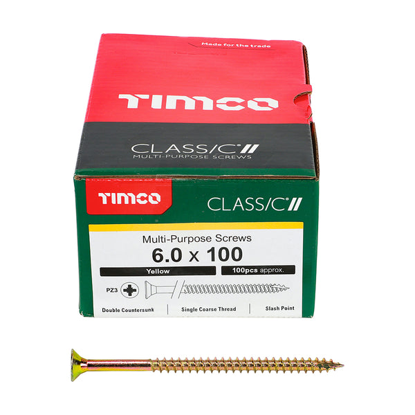 TIMCO Classic Multi-Purpose Countersunk Gold Woodscrews - 6.0 x 100 (100pcs)
