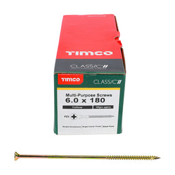TIMCO Classic Multi-Purpose Countersunk Gold Woodscrews - 6.0 x 180 (100pcs)
