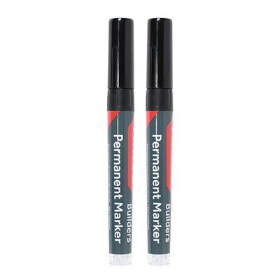 TIMCO Builders Permanent Markers Twin Pack Chisel & Fine Tip Black - Mixed (2pcs)