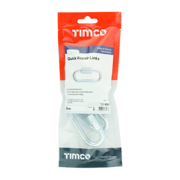 TIMCO Quick Repair Chain Links Silver - 8mm (5pcs)