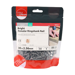 TIMCO Annular Ringshank Nails Bright - 30 x 2.36 (0.5kg)