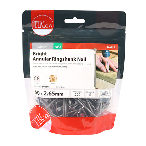 TIMCO Annular Ringshank Nails Bright - 50 x 2.65 (0.5kg)