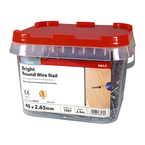 TIMCO Round Wire Nails Bright - 40 x 2.65 (2.5kg)
