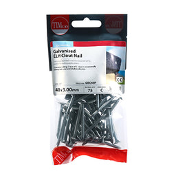 TIMCO Extra Large Head Clout Nails Galvanised - 40 x 3.00 (75pcs)
