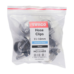 TIMCO Hose Clips A2 Stainless Steel - 11-16mm (10pcs)