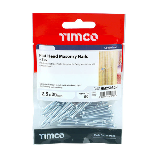 TIMCO Masonry Nails Zinc - 2.5 x 30 (50pcs)