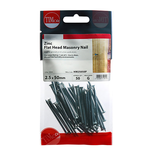 TIMCO Masonry Nails Zinc - 2.5 x 50 (50pcs)