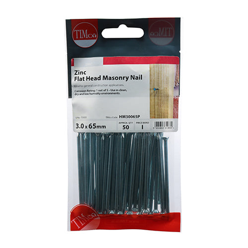 TIMCO Masonry Nails Zinc - 3.0 x 65 (50pcs)