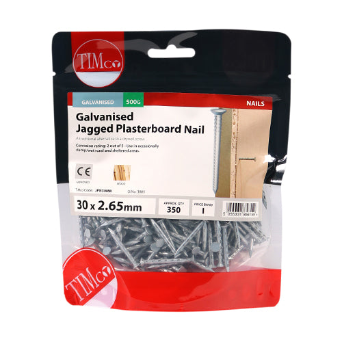 TIMCO Jagged Plasterboard Nails Galvanised - 30 x 2.65 (0.5kg)