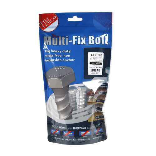 TIMCO Multi-Fix Bolts Hex Head Exterior Silver - 12.0 x 100 (8pcs)