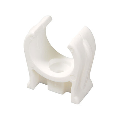 Single Snap-In Open Pipe Clips White - 28mm (50pcs)