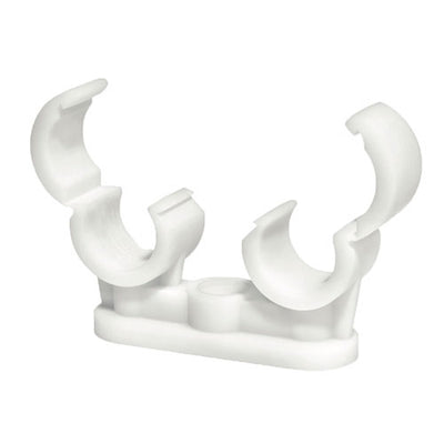 Quick Lock Double Pipe Clips White - 15mm (50pcs)
