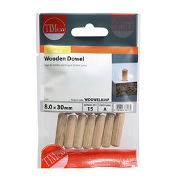 TIMCO Wooden Dowels - 8.0 x 30 (15pcs)